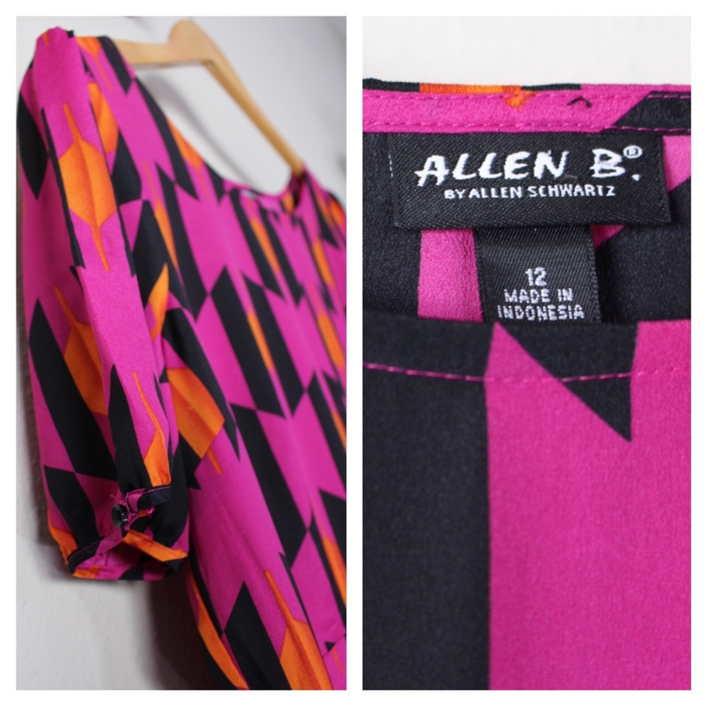 Bold Geometric Allen B. by Allen Schwartz Short Sleeved Cut Out Back Dress - Picture 3 of 14